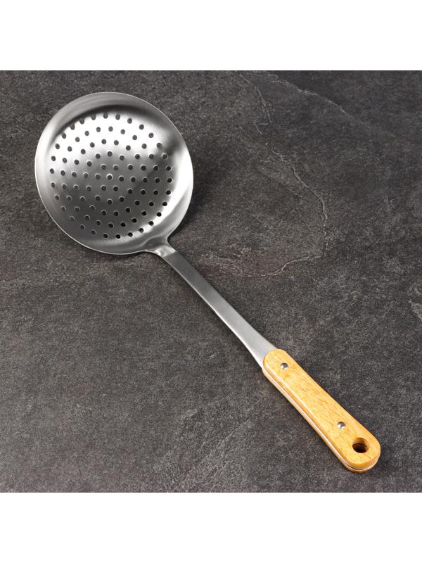 Шумовка для казана 42см, диаметр 16см, дерев ручка