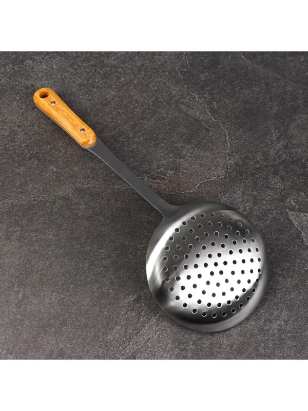 Шумовка для казана 42см, диаметр 16см, дерев ручка