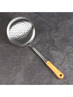 Шумовка для казана 45см, диаметр 18,5см, дерев ручка