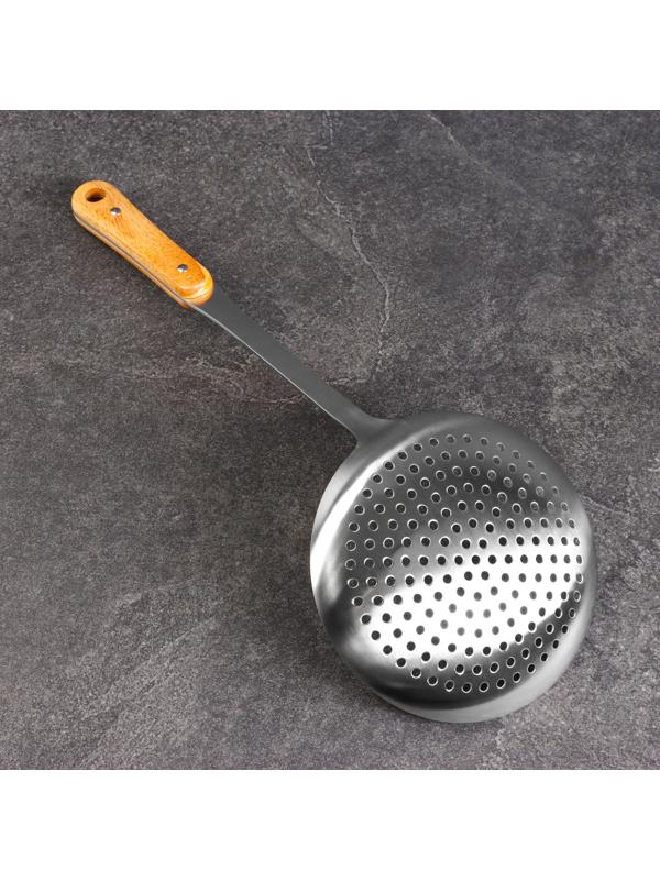 Шумовка для казана 45см, диаметр 18,5см, дерев ручка