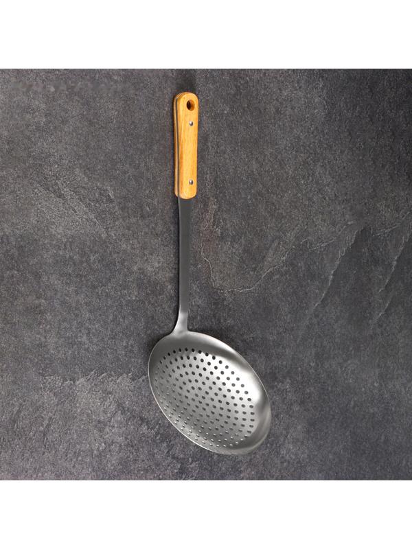 Шумовка для казана 45см, диаметр 18,5см, дерев ручка