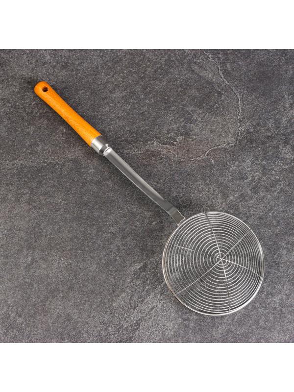 Дуршлаг-сито с деревянной ручкой 41см, диаметр 13см, глубина 3,5см