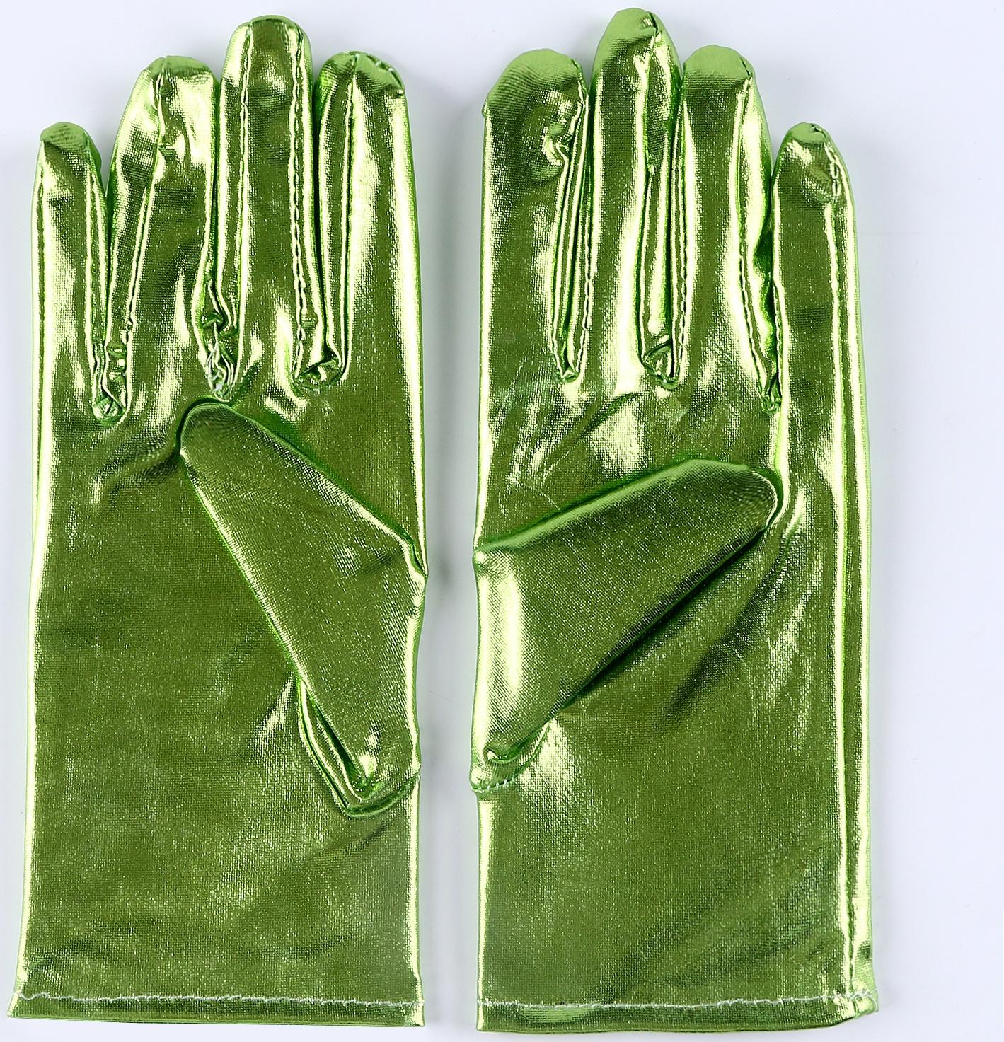 Карнавальнеый аксессуар- перчатки , цвет зеленый металлик,искусственная кожа