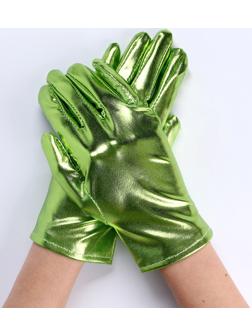 Карнавальнеый аксессуар- перчатки , цвет зеленый металлик,искусственная кожа