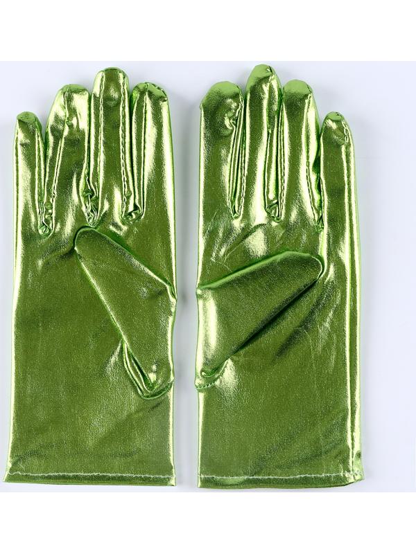 Карнавальнеый аксессуар- перчатки , цвет зеленый металлик,искусственная кожа