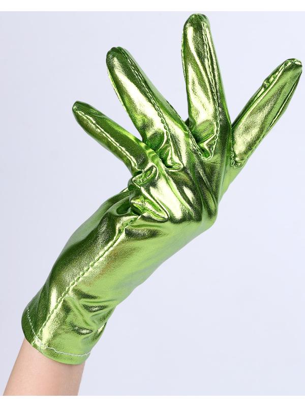 Карнавальнеый аксессуар- перчатки , цвет зеленый металлик,искусственная кожа