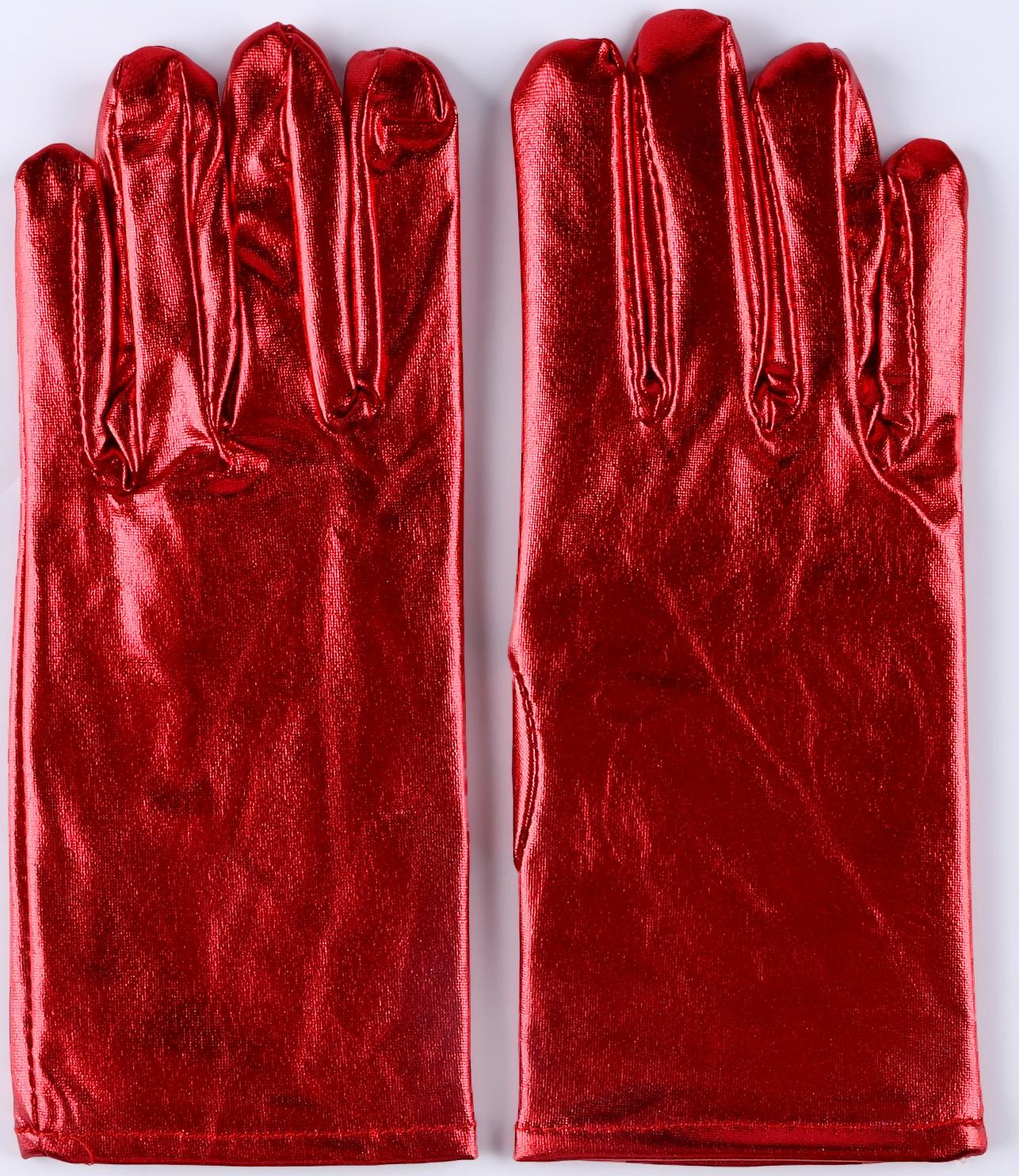 Карнавальнеый аксессуар- перчатки , цвет красный металлик,искусственная кожа