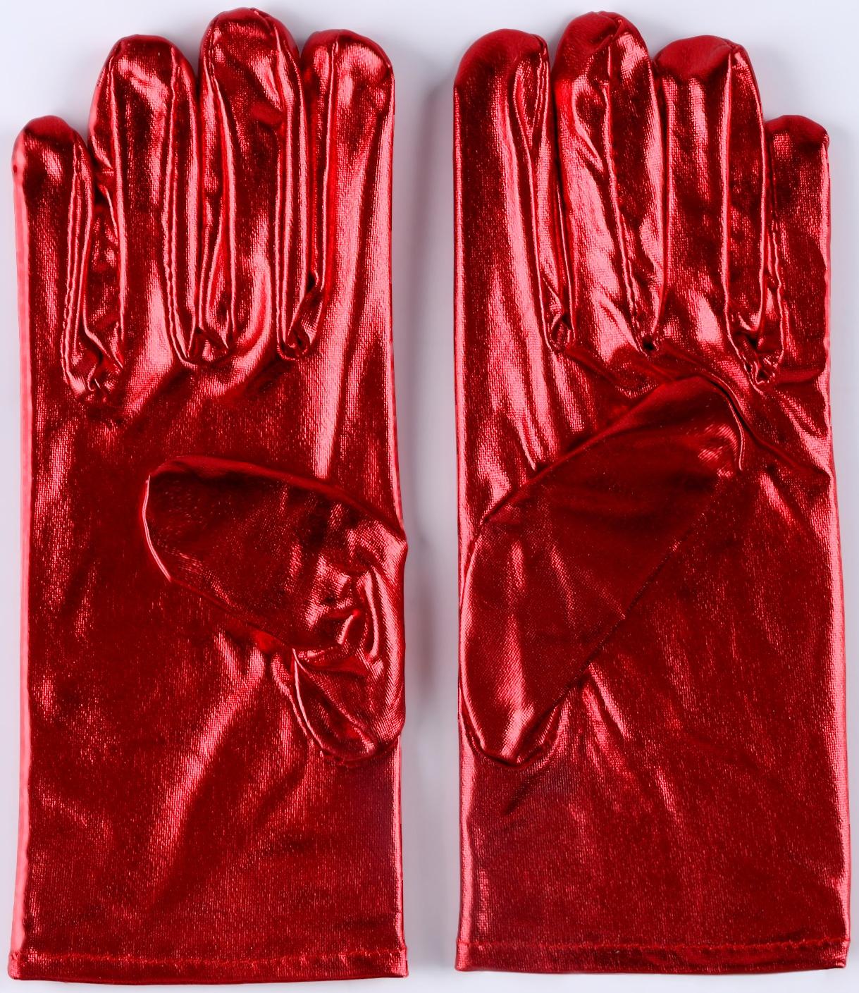 Карнавальнеый аксессуар- перчатки , цвет красный металлик,искусственная кожа