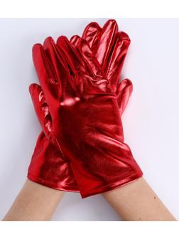 Карнавальнеый аксессуар- перчатки , цвет красный металлик,искусственная кожа