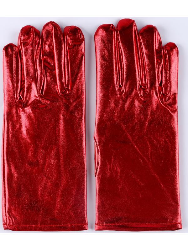 Карнавальнеый аксессуар- перчатки , цвет красный металлик,искусственная кожа