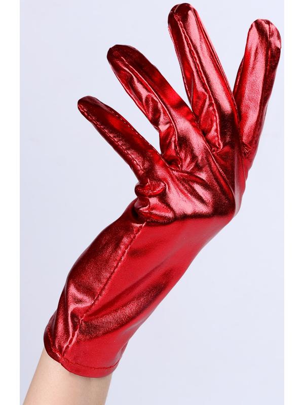 Карнавальнеый аксессуар- перчатки , цвет красный металлик,искусственная кожа