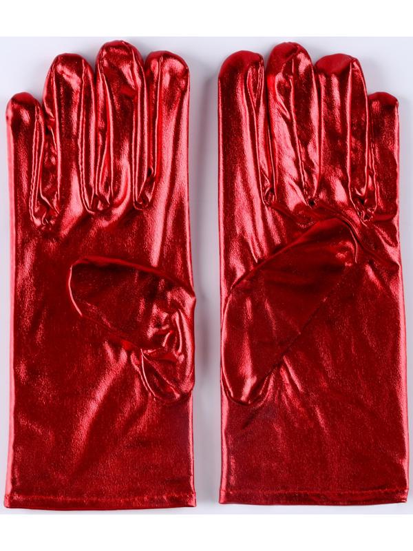 Карнавальнеый аксессуар- перчатки , цвет красный металлик,искусственная кожа