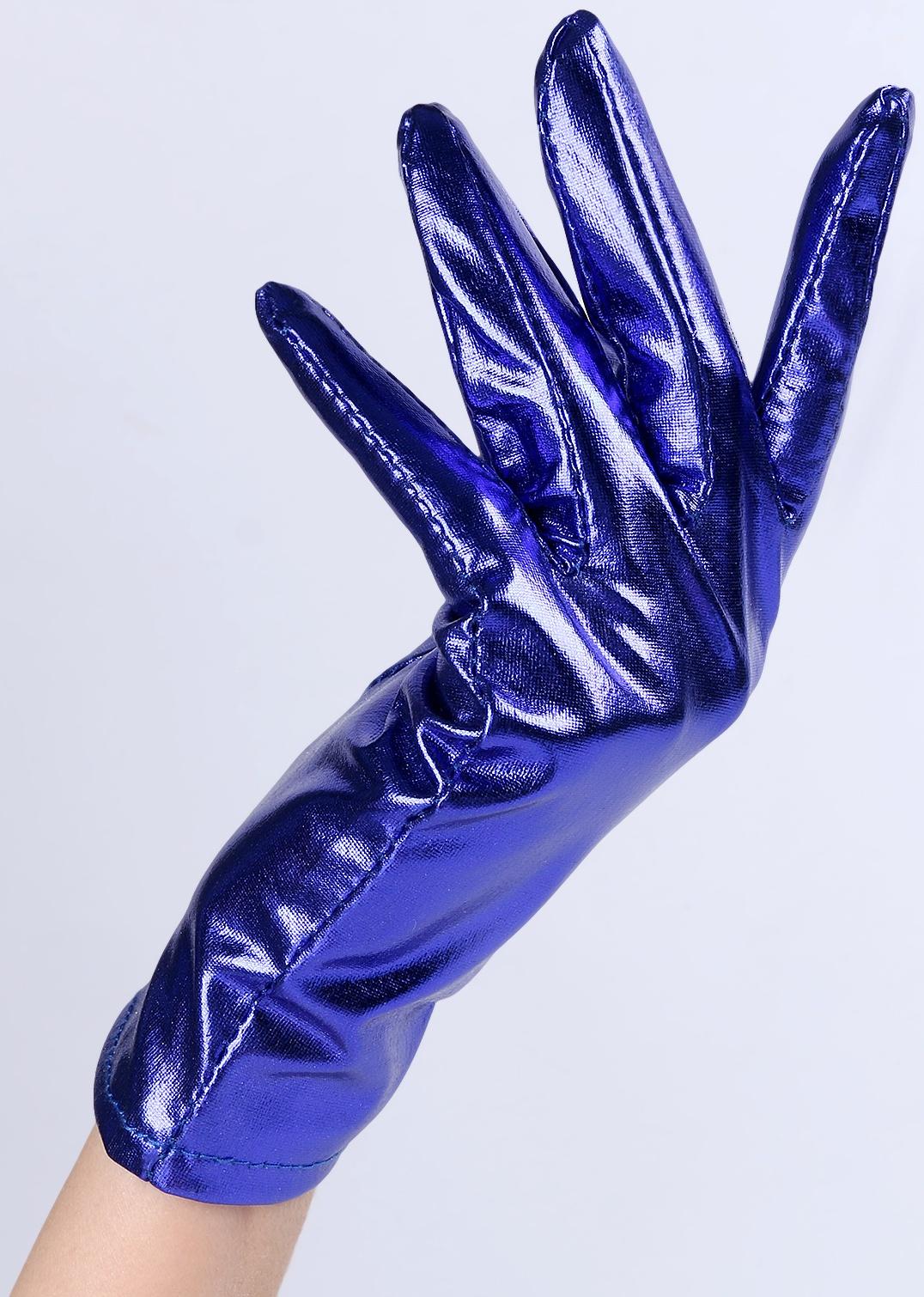 Карнавальнеый аксессуар- перчатки , цвет синий металлик,искусственная кожа