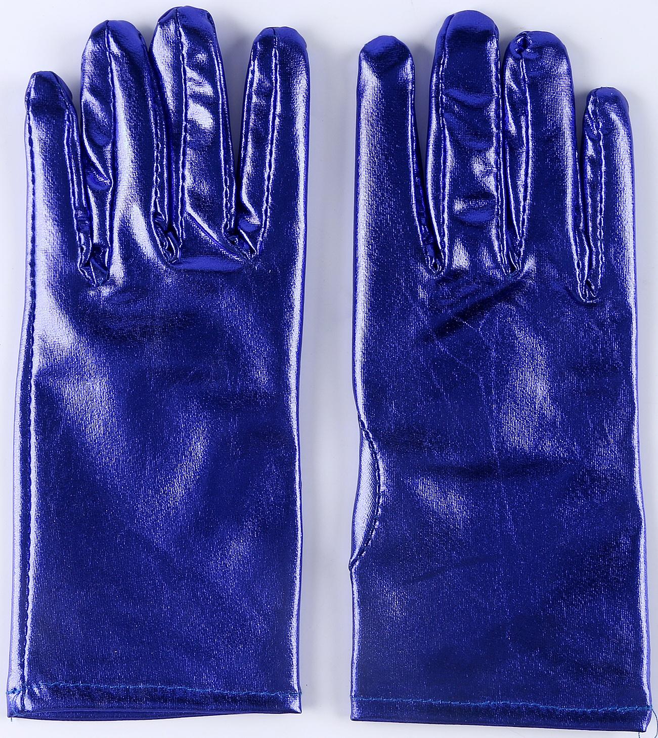 Карнавальнеый аксессуар- перчатки , цвет синий металлик,искусственная кожа