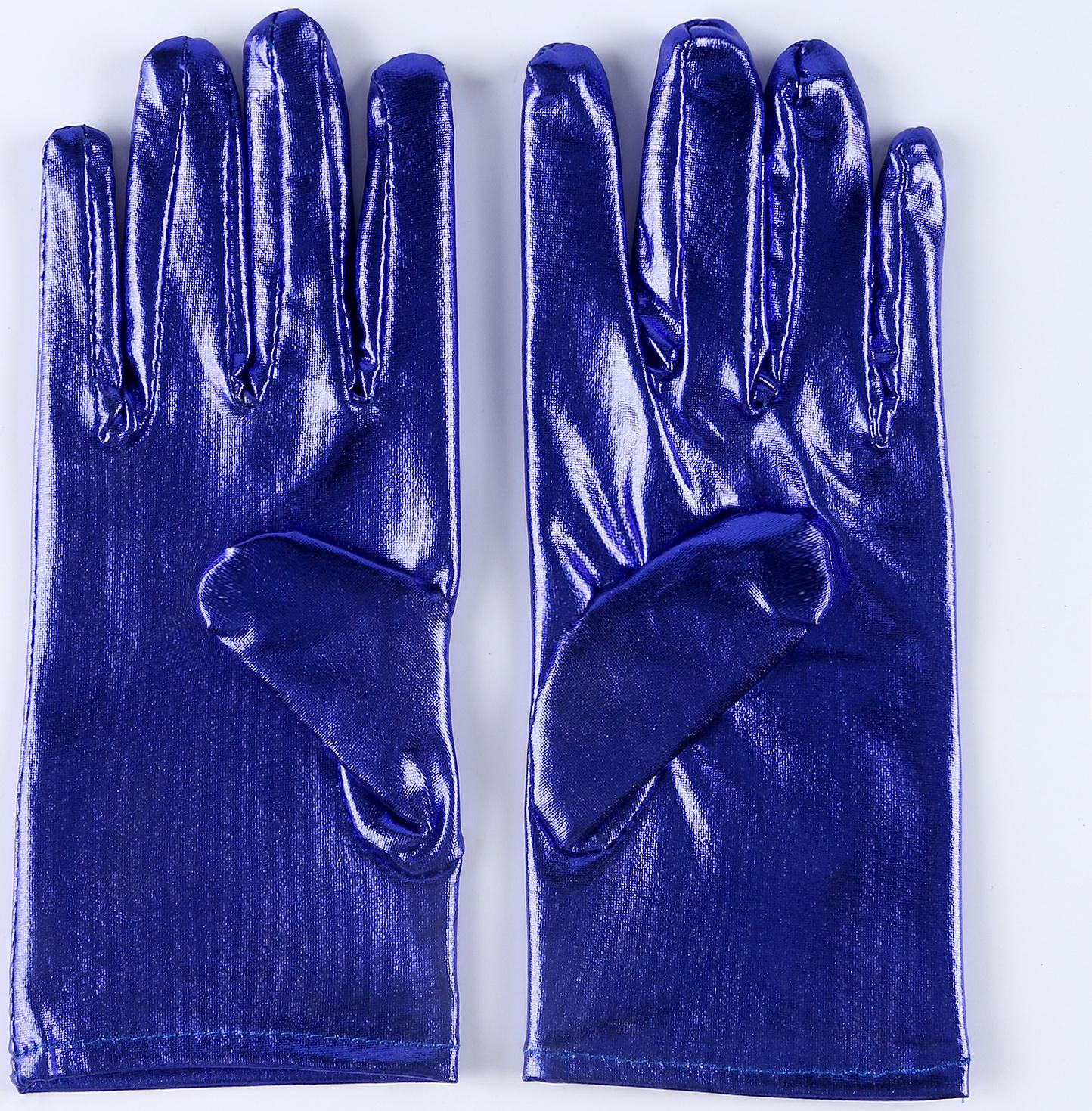 Карнавальнеый аксессуар- перчатки , цвет синий металлик,искусственная кожа