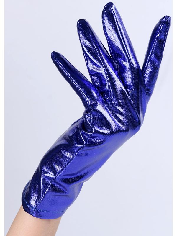 Карнавальнеый аксессуар- перчатки , цвет синий металлик,искусственная кожа