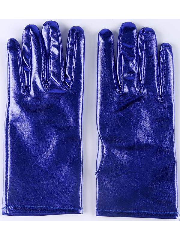 Карнавальнеый аксессуар- перчатки , цвет синий металлик,искусственная кожа