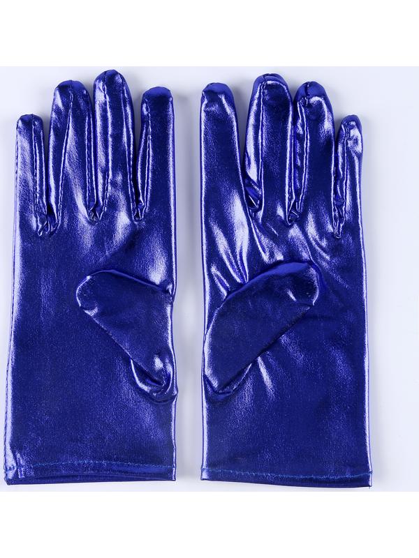 Карнавальнеый аксессуар- перчатки , цвет синий металлик,искусственная кожа