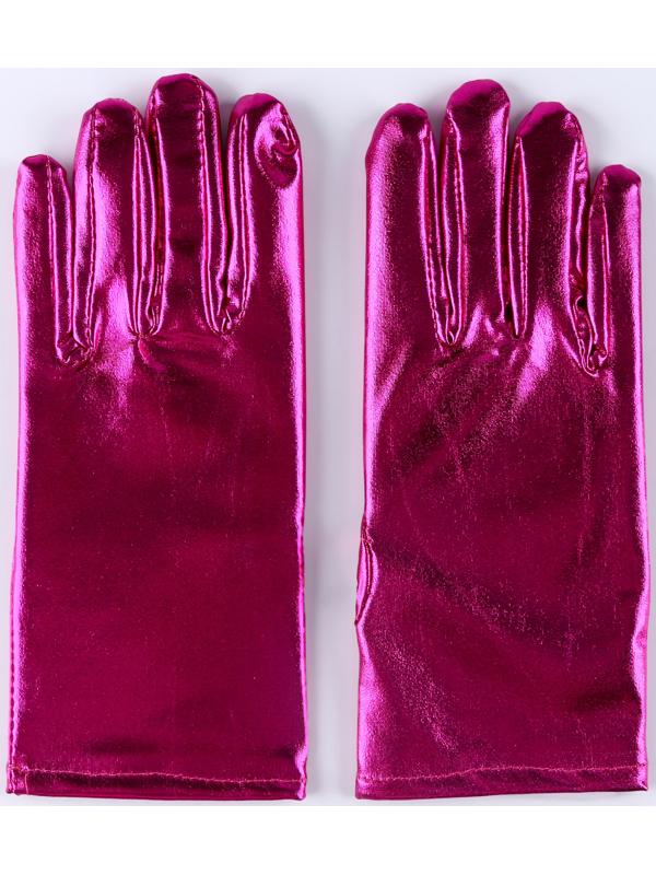 Карнавальнеый аксессуар- перчатки , цвет фуксия металлик ,искусственная кожа