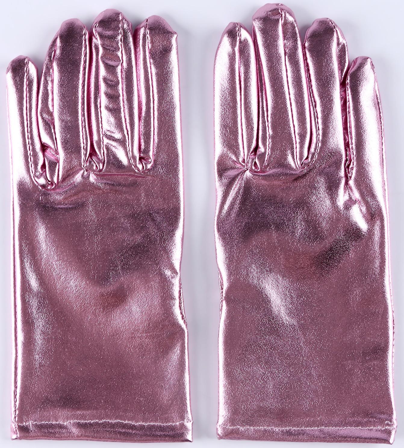 Карнавальнеый аксессуар- перчатки , цвет розовый металлик ,искусственная кожа