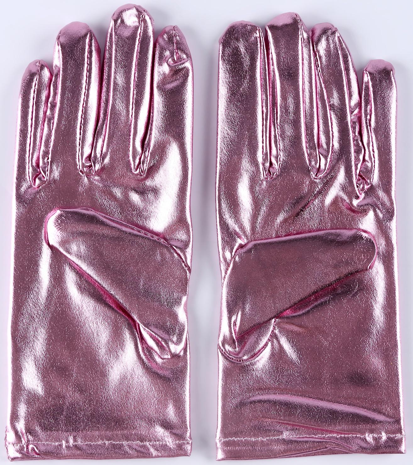 Карнавальнеый аксессуар- перчатки , цвет розовый металлик ,искусственная кожа