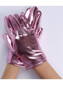 Карнавальнеый аксессуар- перчатки , цвет розовый металлик ,искусственная кожа