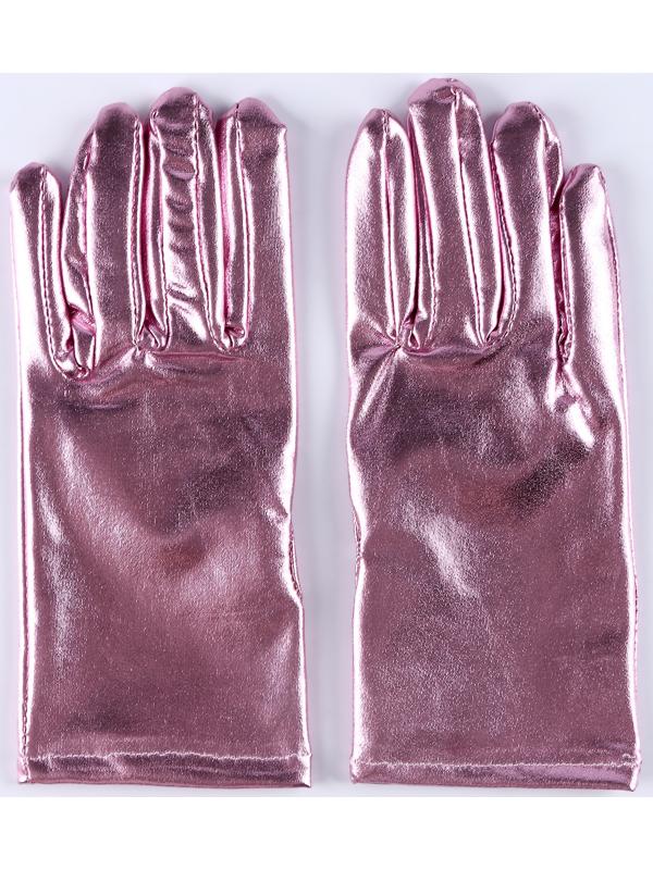 Карнавальнеый аксессуар- перчатки , цвет розовый металлик ,искусственная кожа