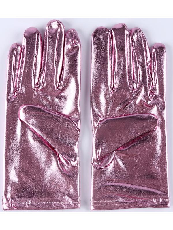 Карнавальнеый аксессуар- перчатки , цвет розовый металлик ,искусственная кожа