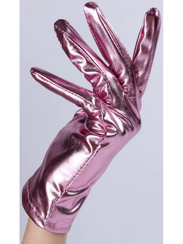Карнавальнеый аксессуар- перчатки , цвет розовый металлик ,искусственная кожа