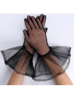 Карнавальнеый аксессуар- перчатки прозрачные с длинной юбочкой, цвет черный