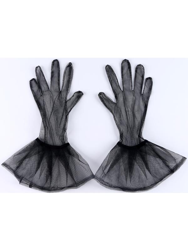 Карнавальнеый аксессуар- перчатки прозрачные с длинной юбочкой, цвет черный
