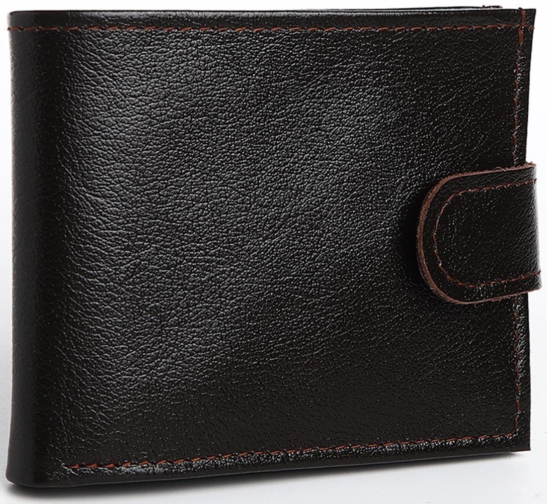 Портмоне на кнопке, для купюр, для карт, для монет, цвет коричневый