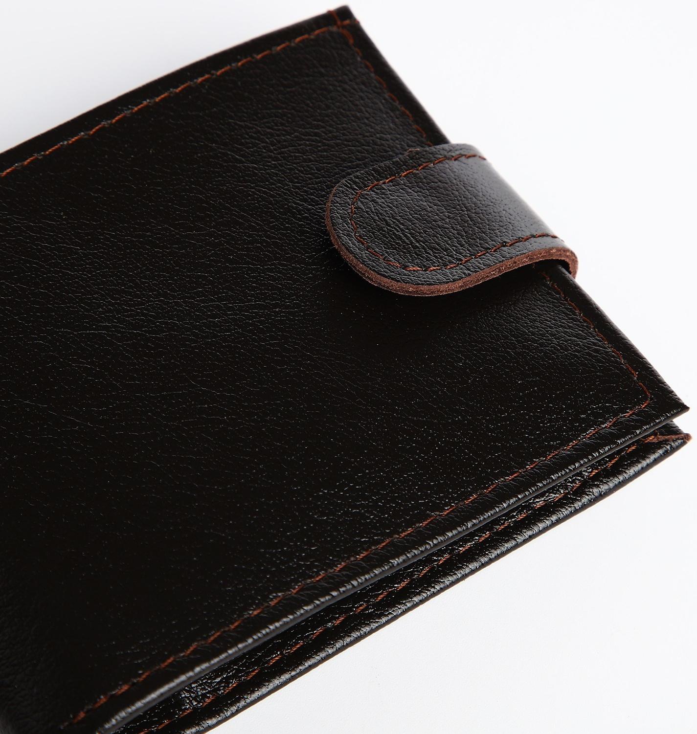 Портмоне на кнопке, для купюр, для карт, для монет, цвет коричневый