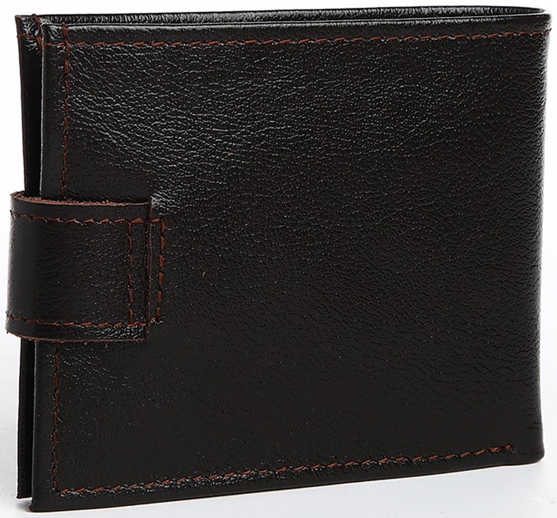 Портмоне на кнопке, для купюр, для карт, для монет, цвет коричневый