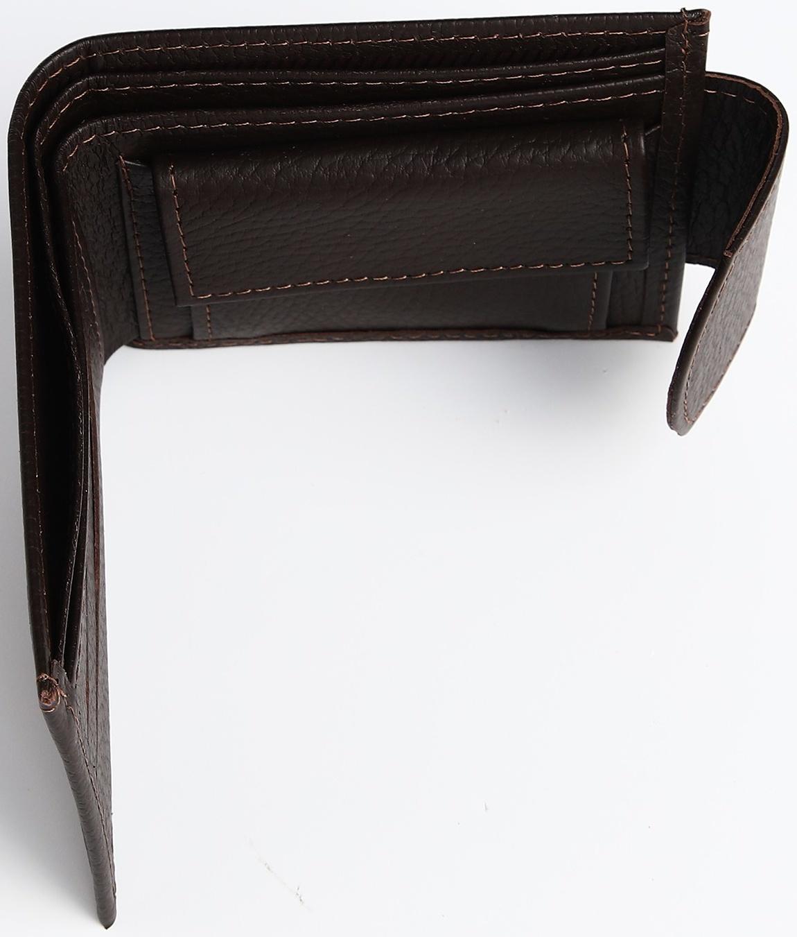 Портмоне на кнопке, для купюр, для карт, для монет, цвет коричневый