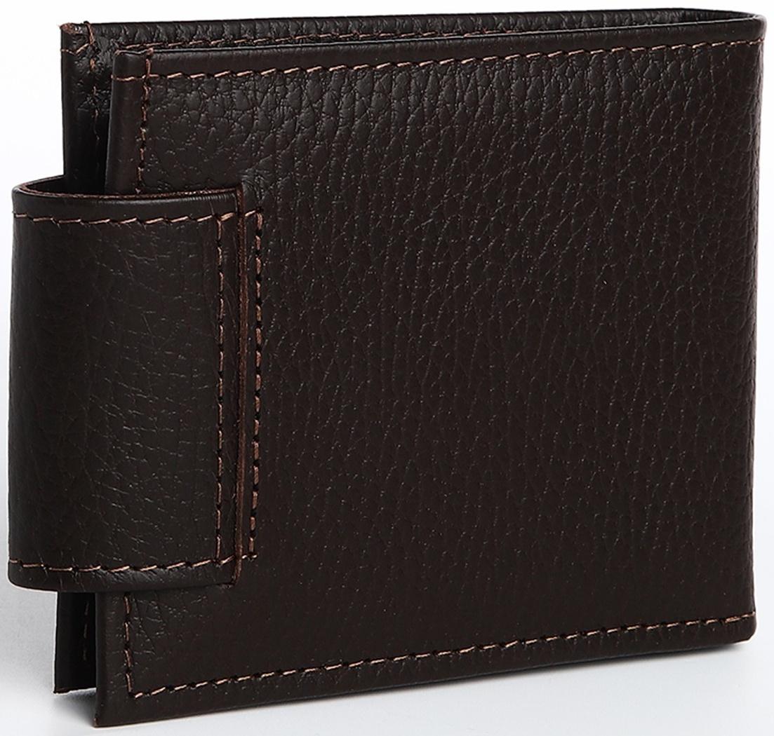 Портмоне на кнопке, для купюр, для карт, для монет, цвет коричневый