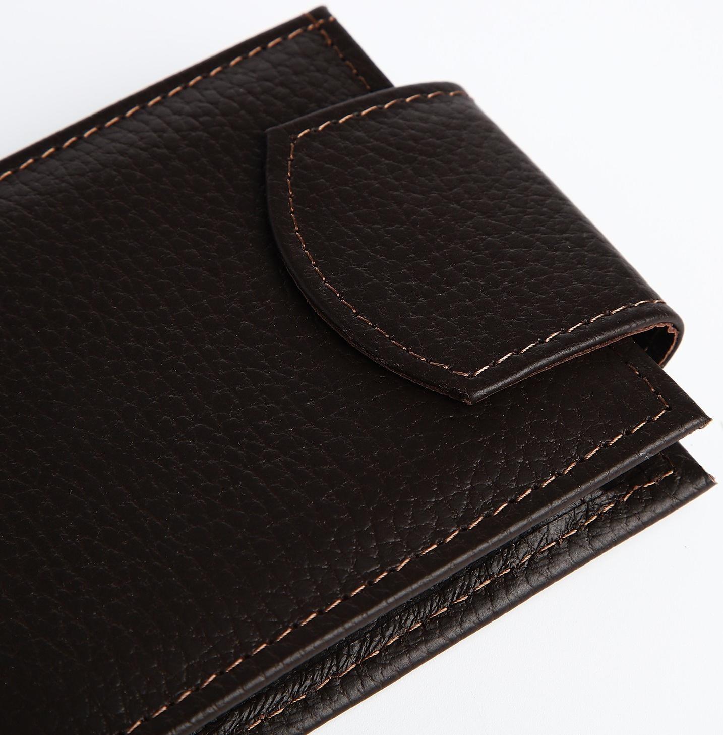 Портмоне на кнопке, для купюр, для карт, для монет, цвет коричневый