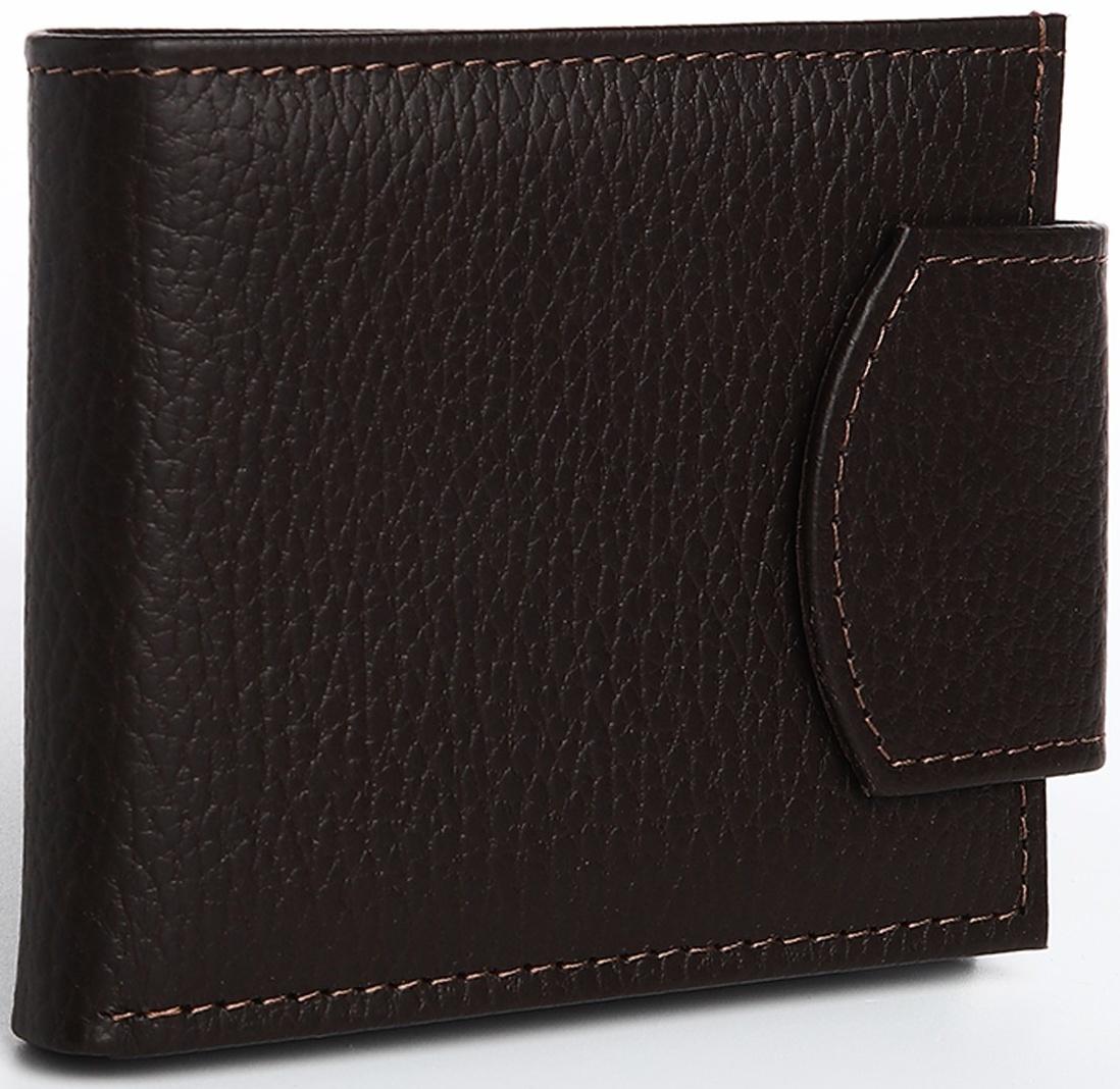 Портмоне на кнопке, для купюр, для карт, для монет, цвет коричневый