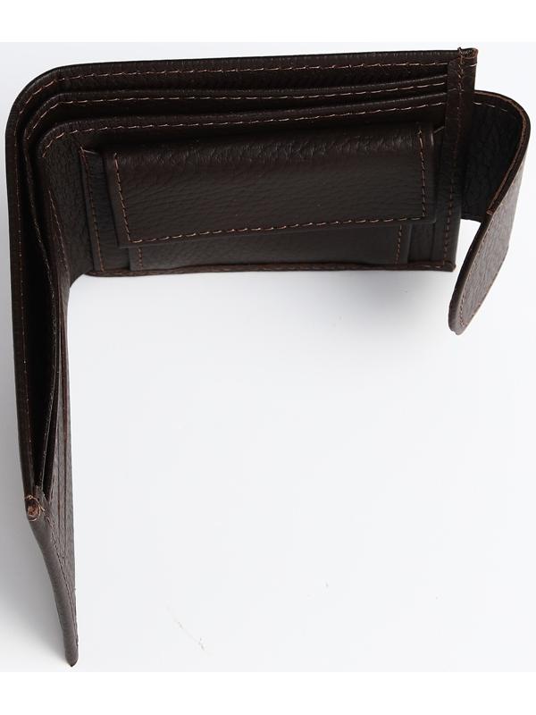 Портмоне на кнопке, для купюр, для карт, для монет, цвет коричневый