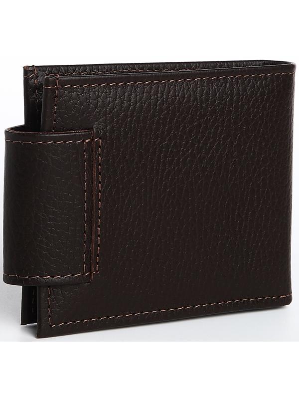 Портмоне на кнопке, для купюр, для карт, для монет, цвет коричневый