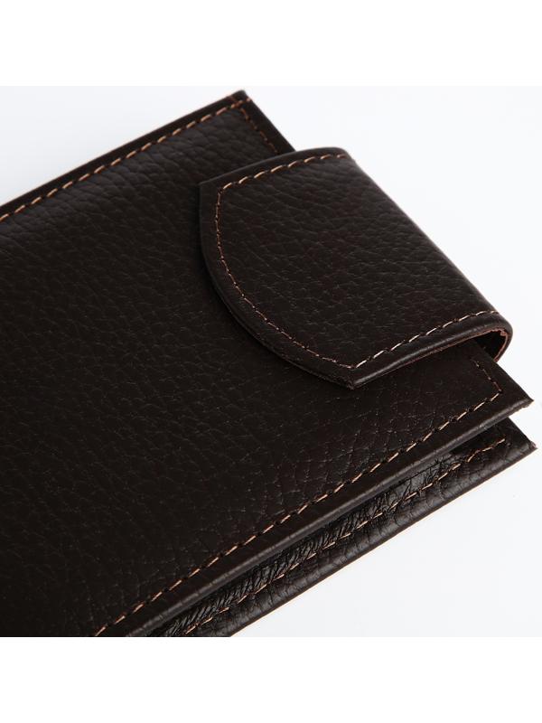 Портмоне на кнопке, для купюр, для карт, для монет, цвет коричневый