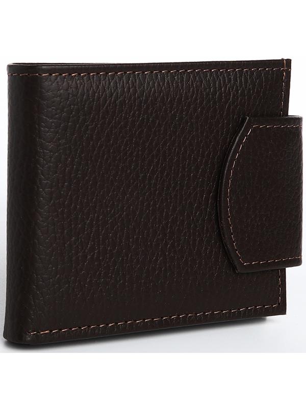 Портмоне на кнопке, для купюр, для карт, для монет, цвет коричневый