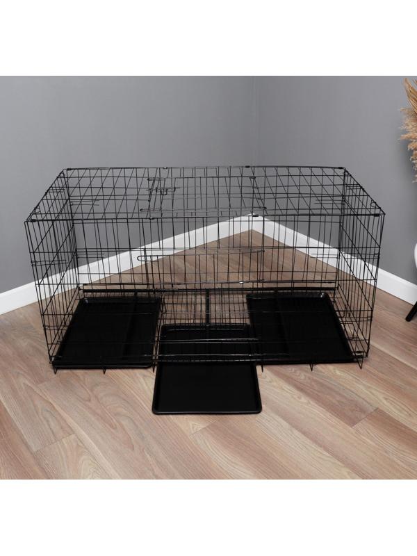 Клетка с люком для собак, 130 х 60 х 70 см, чёрная