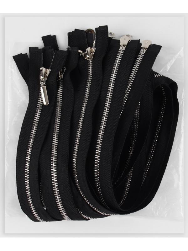 Молния металлическая, №5, 2 бегунка, разъёмная, замки автомат, 80 см, цвет чёрный/никель