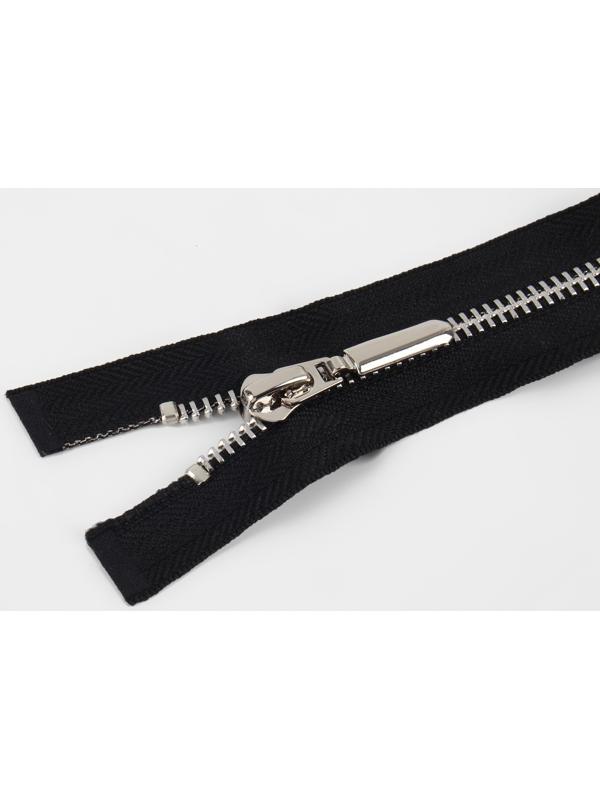 Молния металлическая, №5, 2 бегунка, разъёмная, замки автомат, 80 см, цвет чёрный/никель