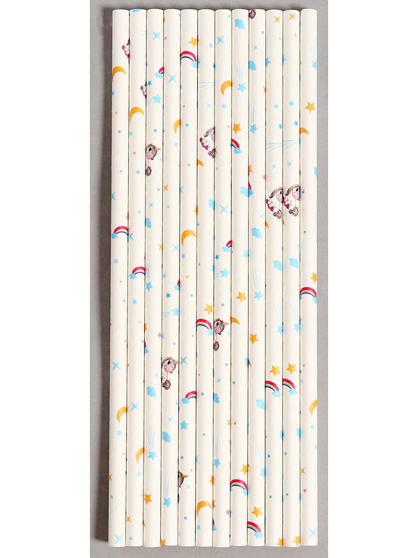 Трубочки для коктейля «Звездочки» набор 12 шт., цвет белый