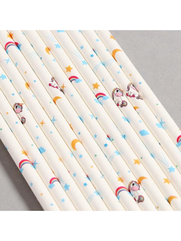 Трубочки для коктейля «Звездочки» набор 12 шт., цвет белый