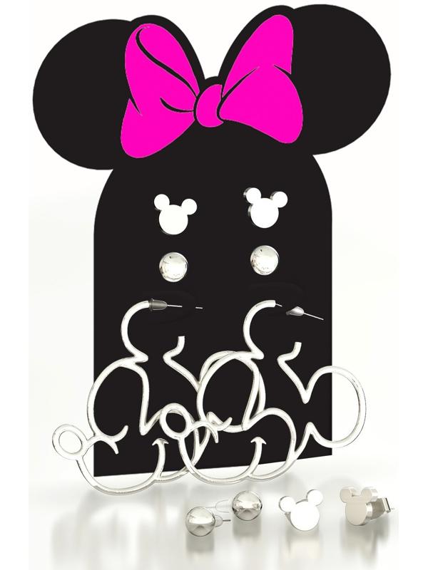 Серьги набор, 3 пары, цвет серебрянный 