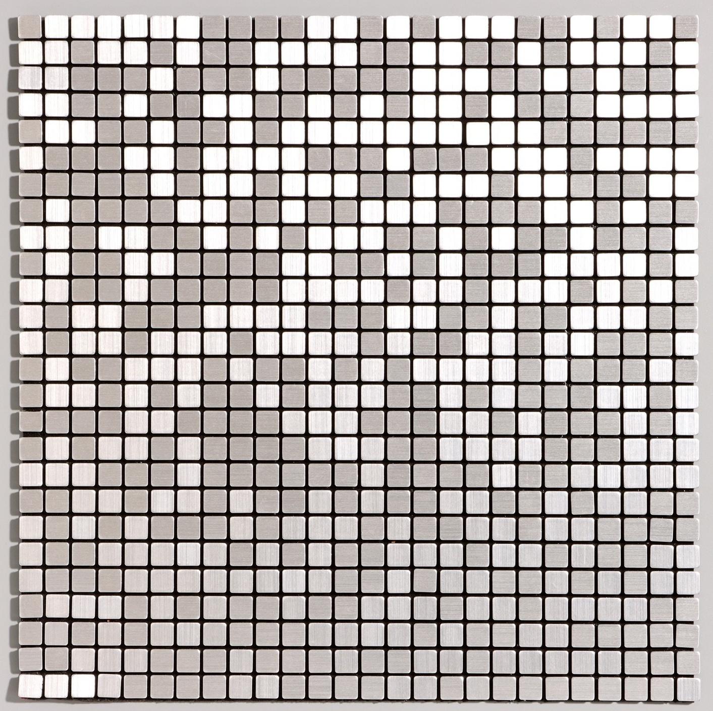 Панель самоклеящаяся 30*30см мозайка клетка серебристая