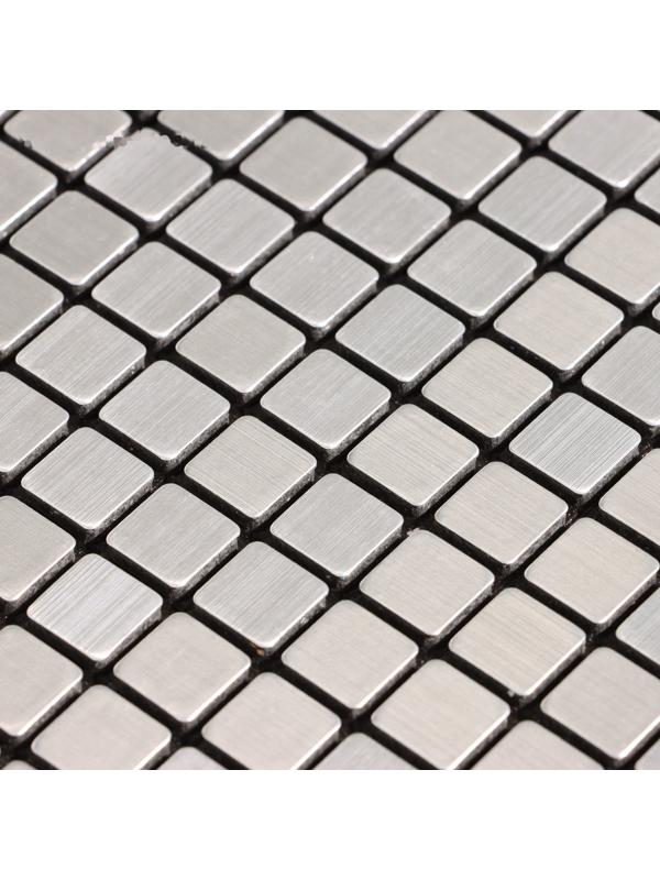 Панель самоклеящаяся 30*30см мозайка клетка серебристая